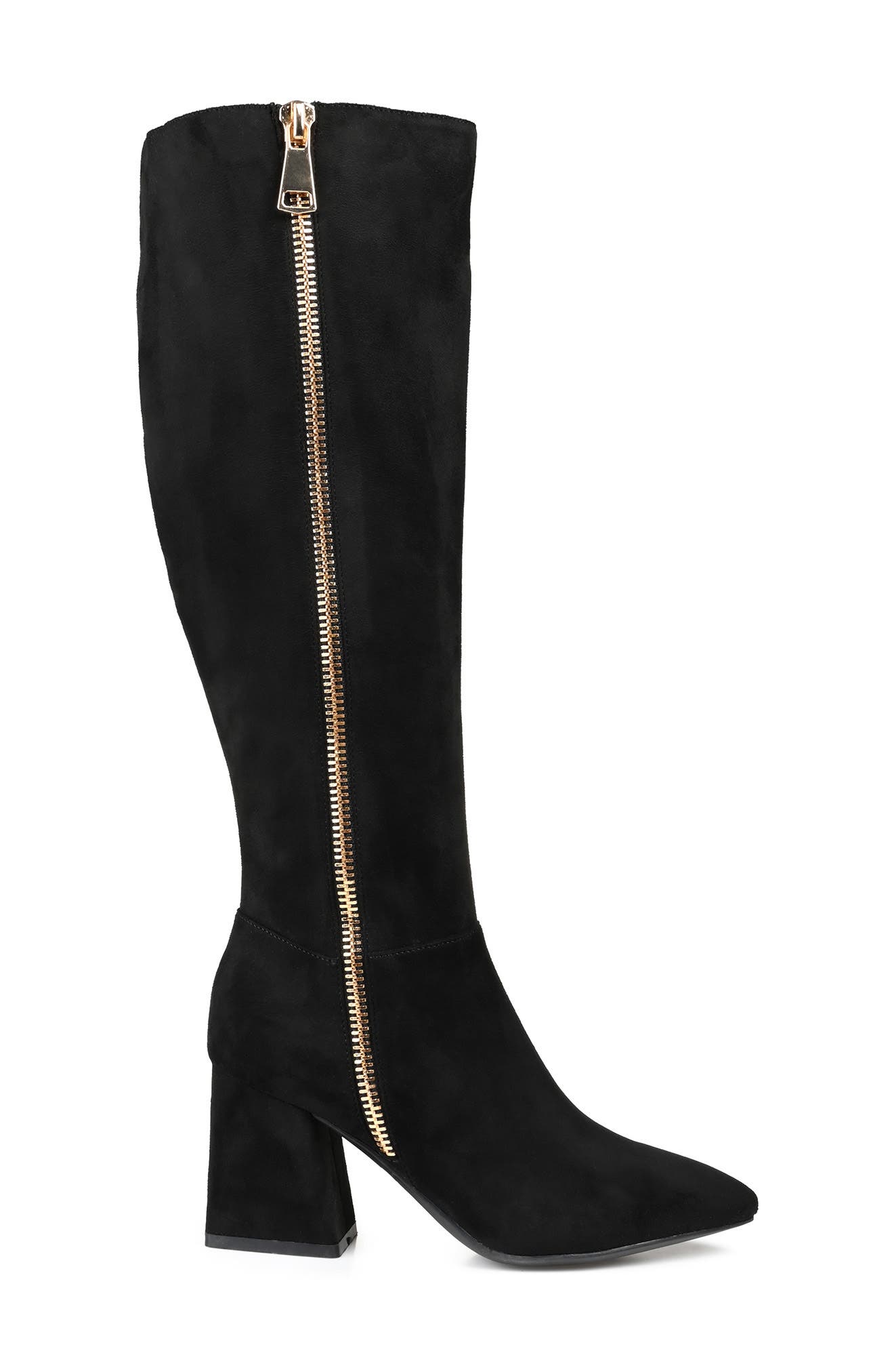 Journee Collection Idinna Tall Vegan Leather Faux Fur Lined Block Heel Boot - Extra Wide Calf, Alternate, color, 