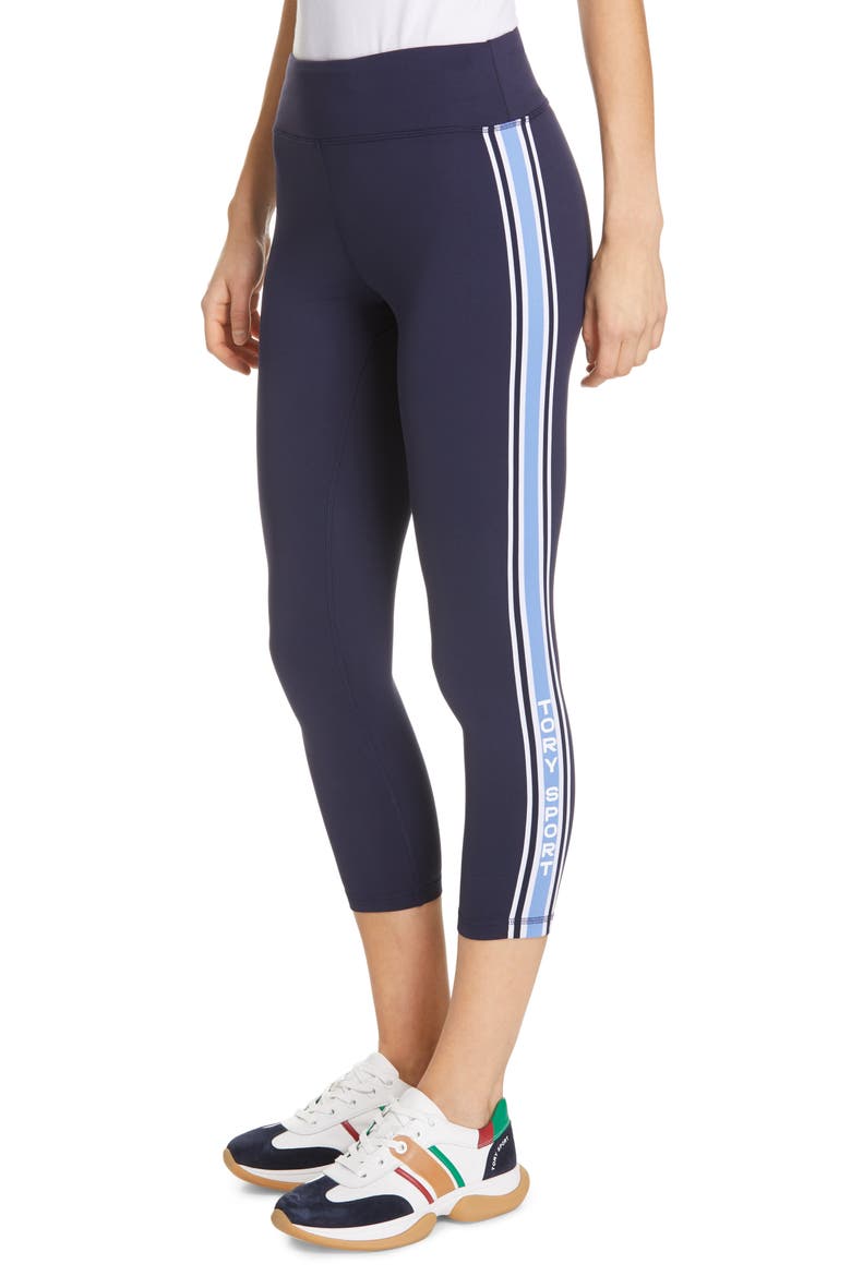 Tory Sport Retro Stripe 7/8 Leggings, Alternate, color, TORY NAVY