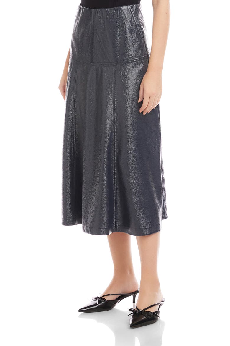 Bronwyn Faux Leather Midi Skirt, Alternate, color, NAVY