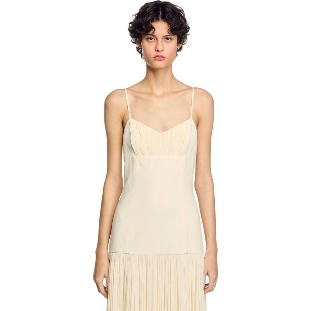 Shop Sandro Pleated Maxi Dress In Ecru