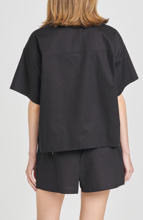 Wayf Tabitha Tie Front Woven Shirt In Black