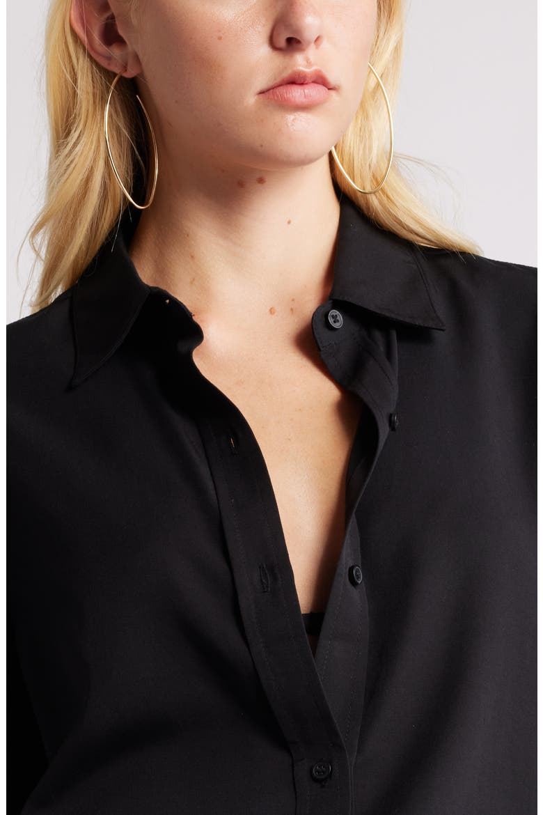 Relaxed Fit Long Sleeve Button-Up Shirt, Alternate, color, BLACK