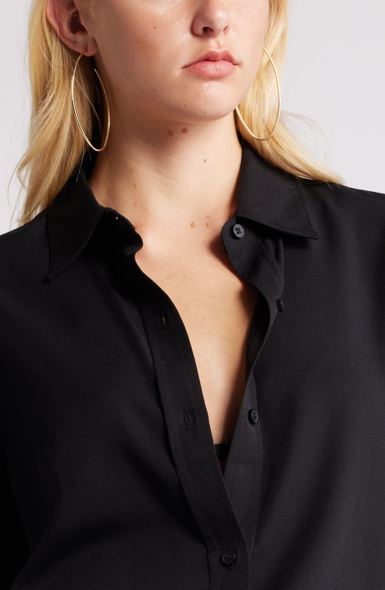 Open Edit Relaxed Fit Long Sleeve Button-Up Shirt, Alternate, color, Black