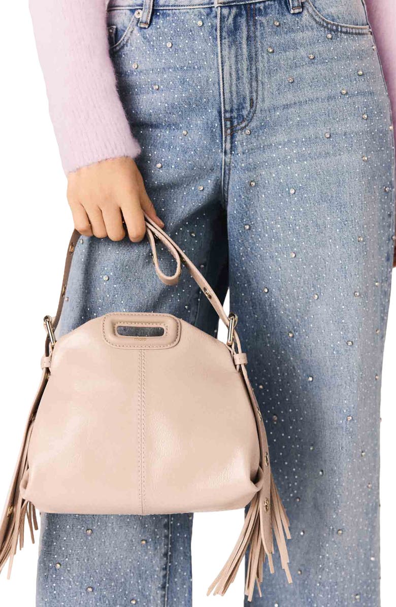 maje Naplak leather Miss M Mini bag, Alternate, color, Mastic Beige