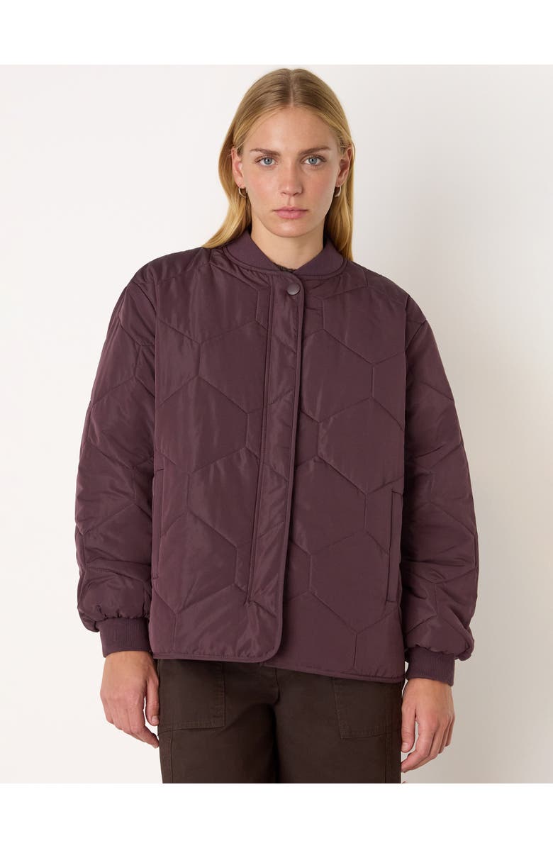 Whistles Ida Quilted Coat, Main, color, Burgundy