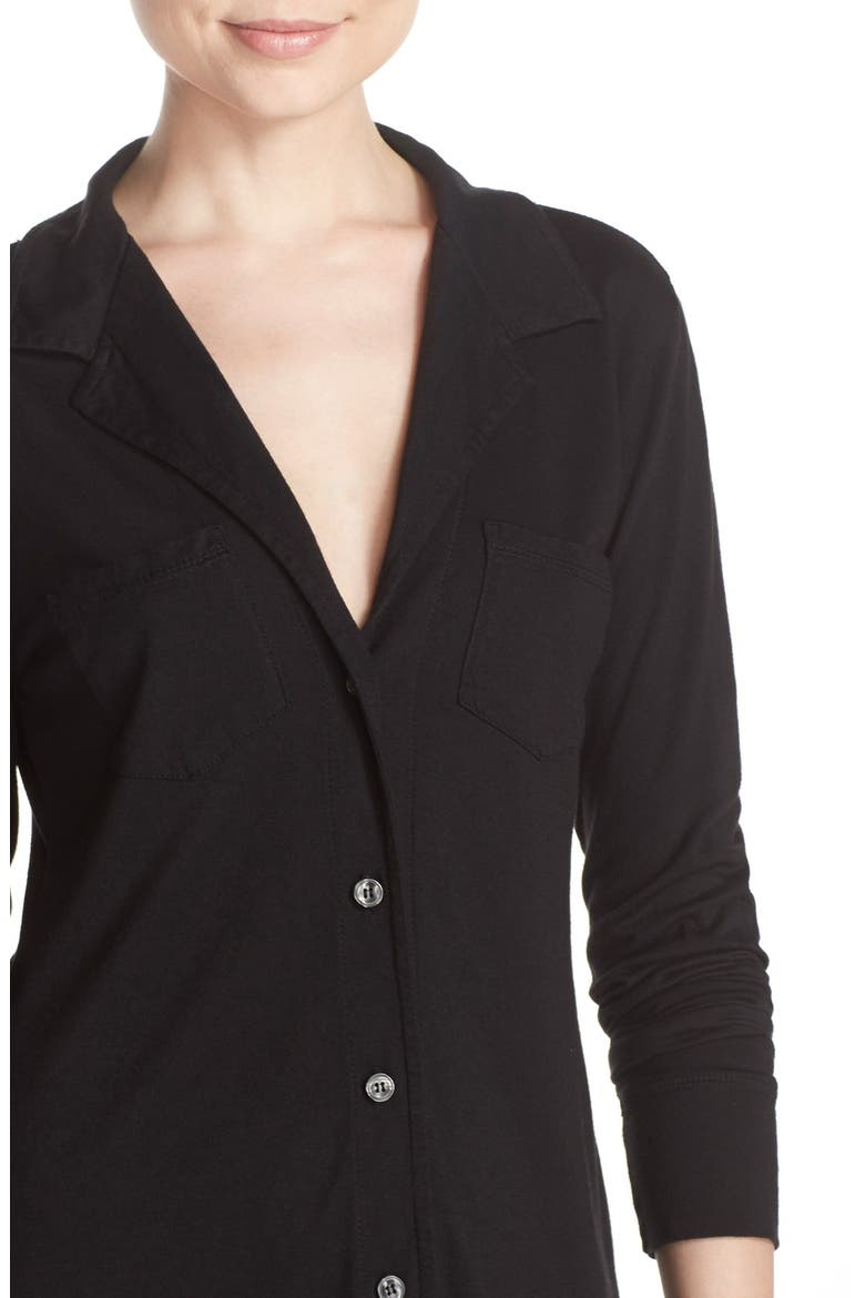 'Cassie' Cotton & Modal Pajamas, Alternate, color, BLACK