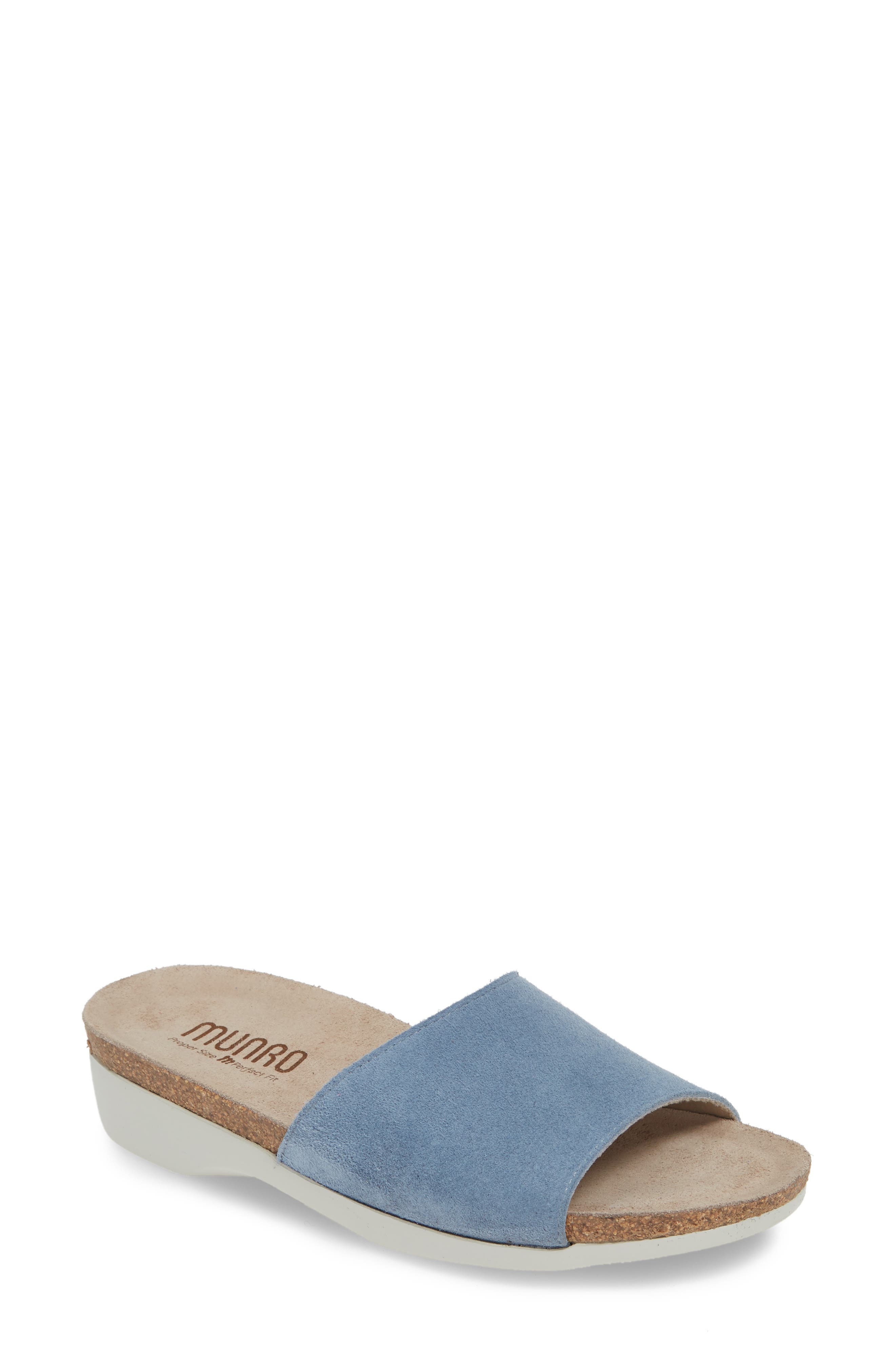 Laya Slide Sandal, Main, color, BLUE SUEDE
