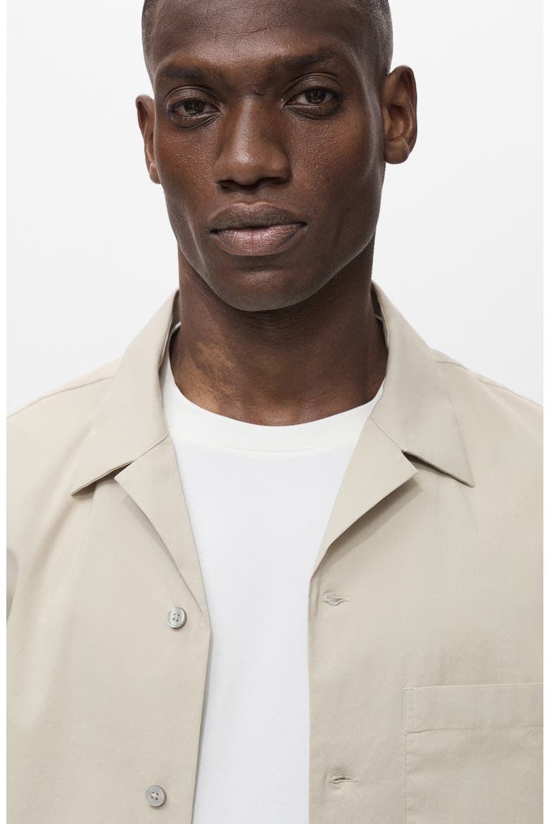 Cotton Blend Camp Shirt, Alternate, color, BEIGE