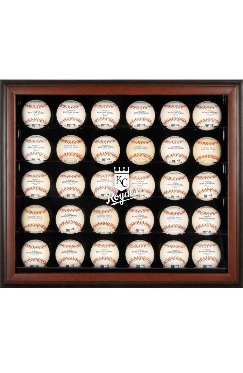 FANATICS AUTHENTIC Kansas City Royals Logo Brown Framed 30-Ball Display Case, Main, color, 