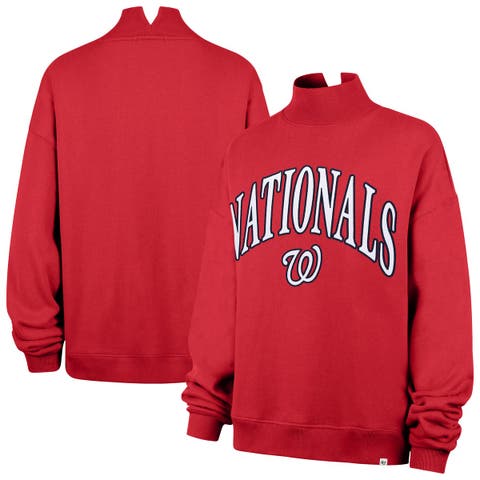 Women's '47 Red Washington Nationals Oversized Vantage Mock Neck Sweatshirt
