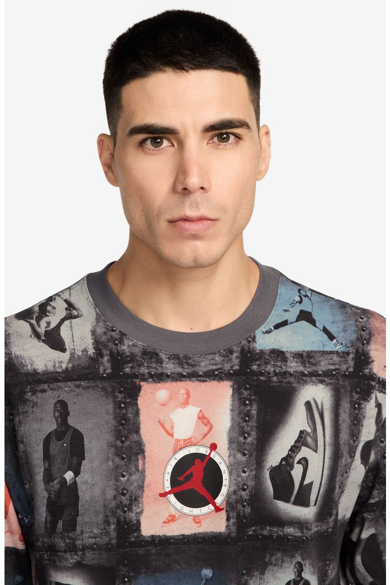 Flight Club Allover MJ Print Cotton T-Shirt, Alternate, color, SAIL