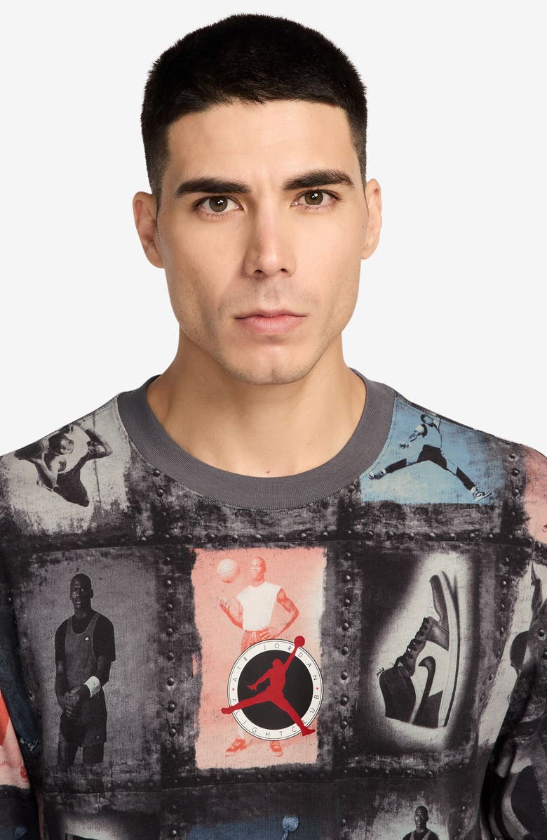 Jordan Flight Club Allover MJ Print Cotton T-Shirt, Alternate, color, Sail
