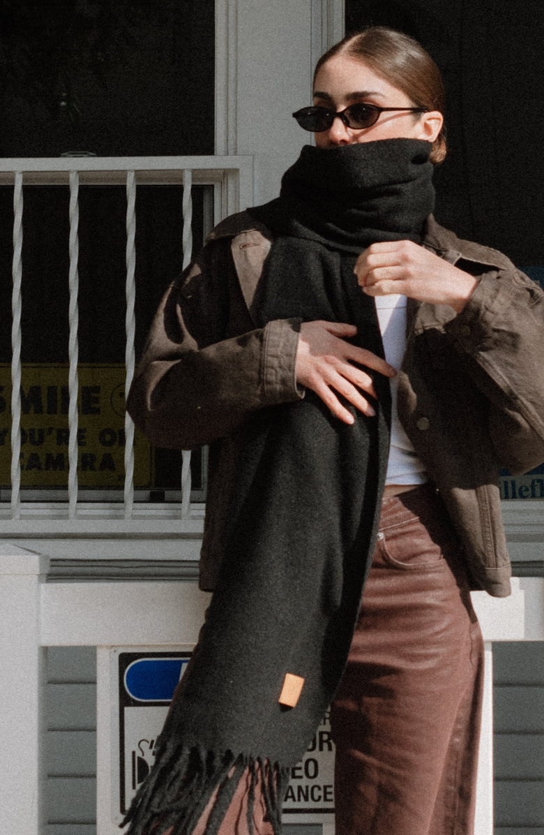 Joiana Jewelry Sweater Scarf, Alternate, color, Black