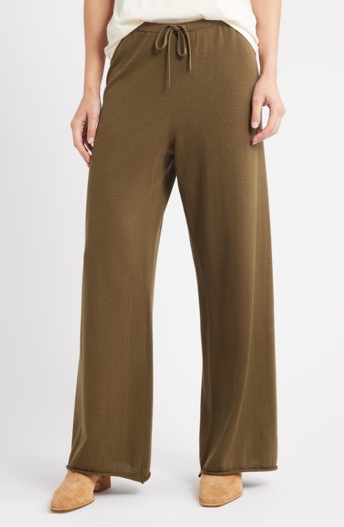 The Great . The Rec Wide Leg Sweater Pants In Brown