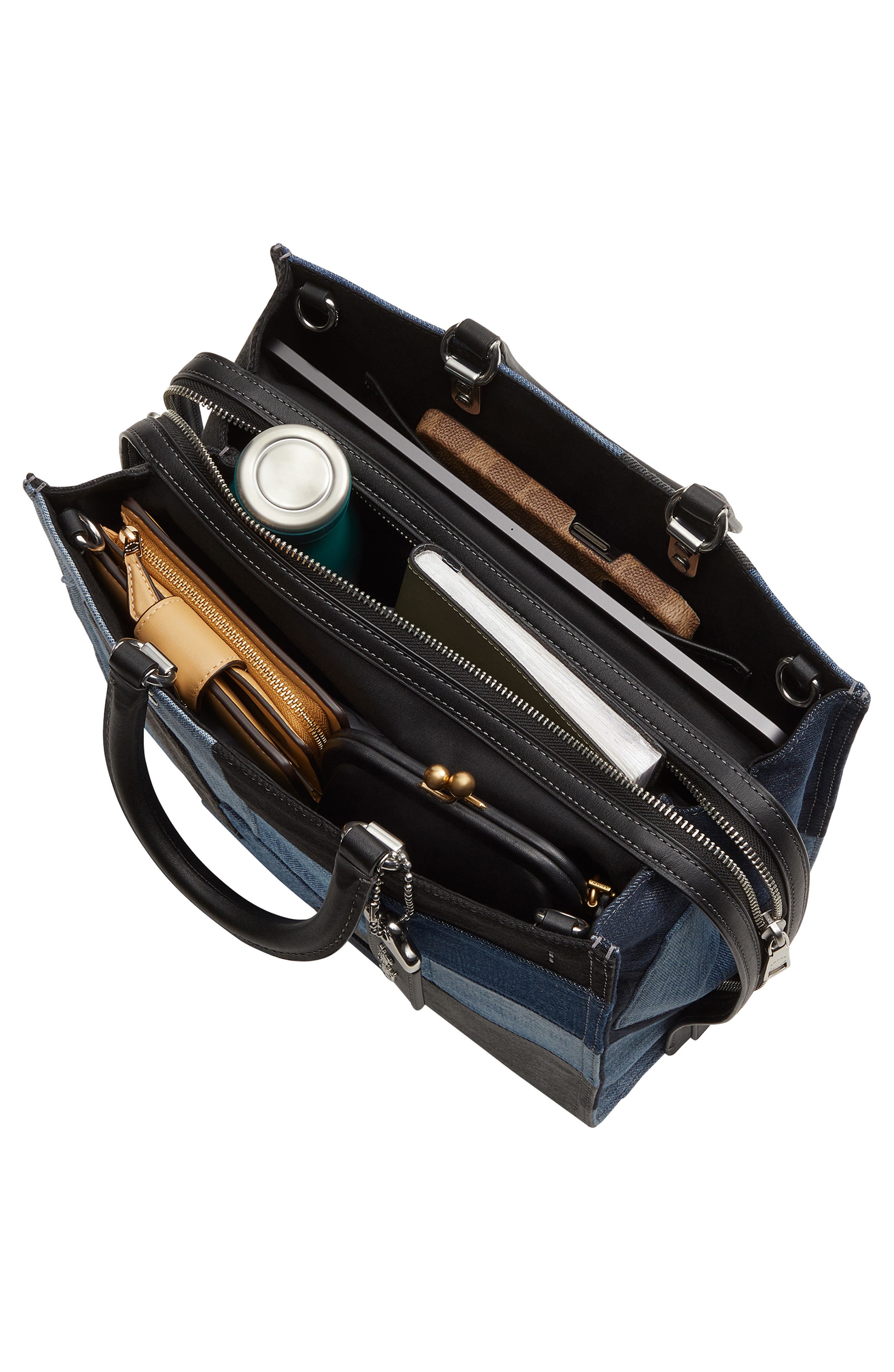 COACH Rouge Denim Patchwork Top Handle Bag, Alternate, color, 