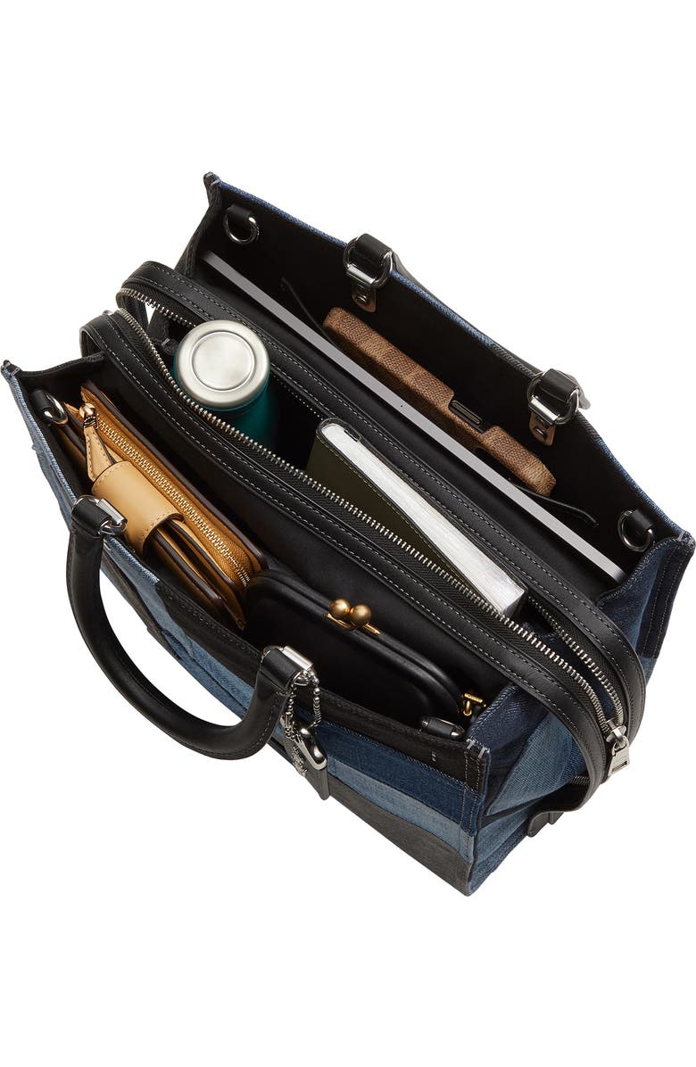 COACH Rouge Denim Patchwork Top Handle Bag, Alternate, color,