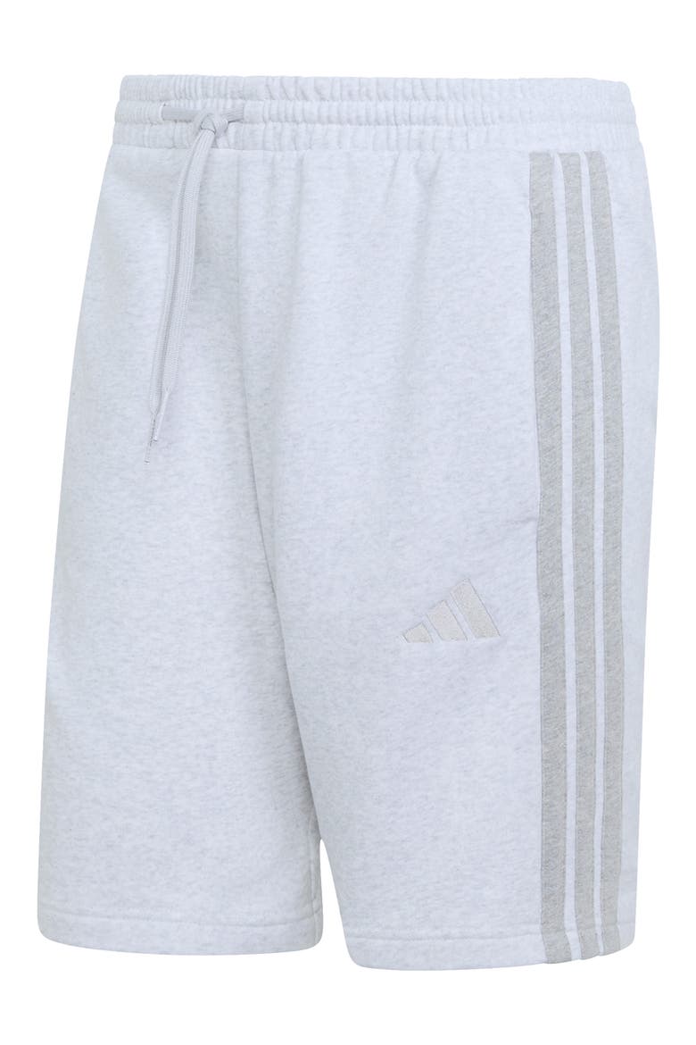 Essentials 3-Stripes Fleece Shorts, Alternate, color, LIGHT GREY / MEDIUM GREY