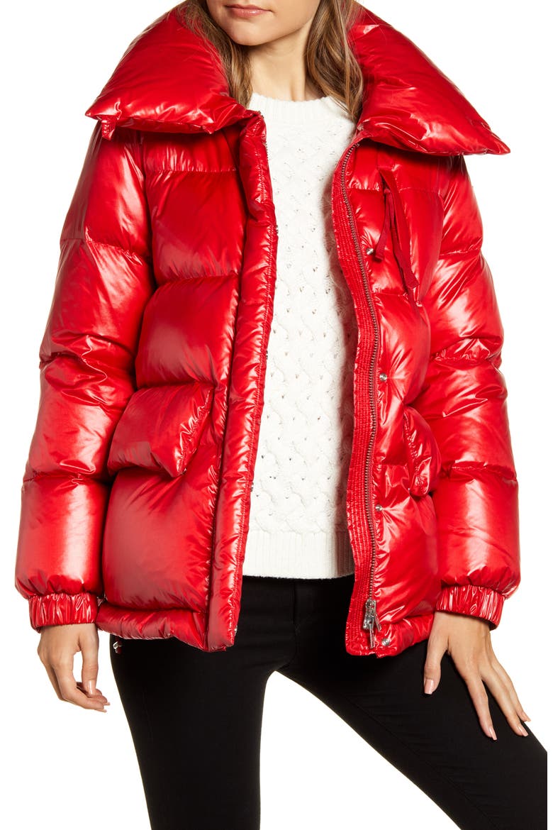Alquippa Water Repellent Puffy Down Coat, Main, color, MARINE SCARLET