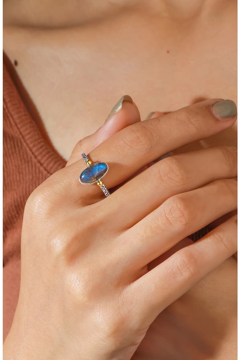 Sterling Silver Oval Ring, Alternate, color, BLUE