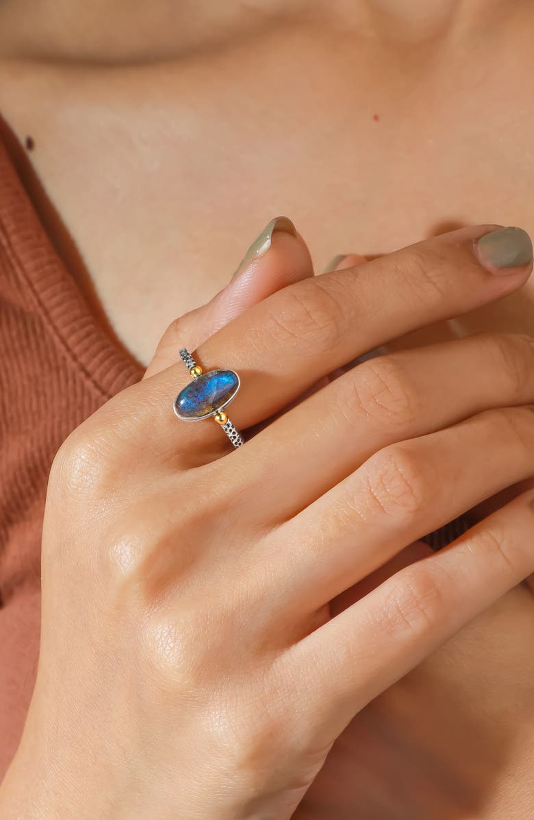 YS GEMS Sterling Silver Oval Ring, Alternate, color, Blue