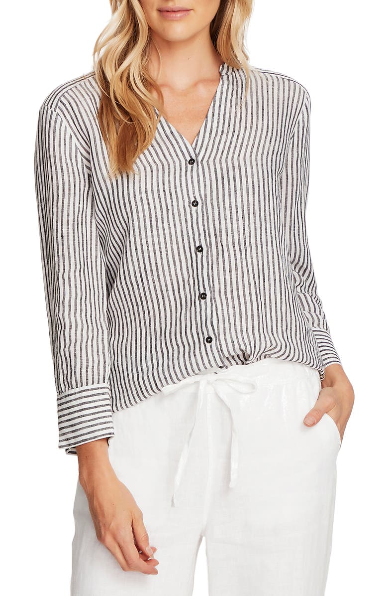 Vince Camuto Stripe Linen Blouse, Main, color, 