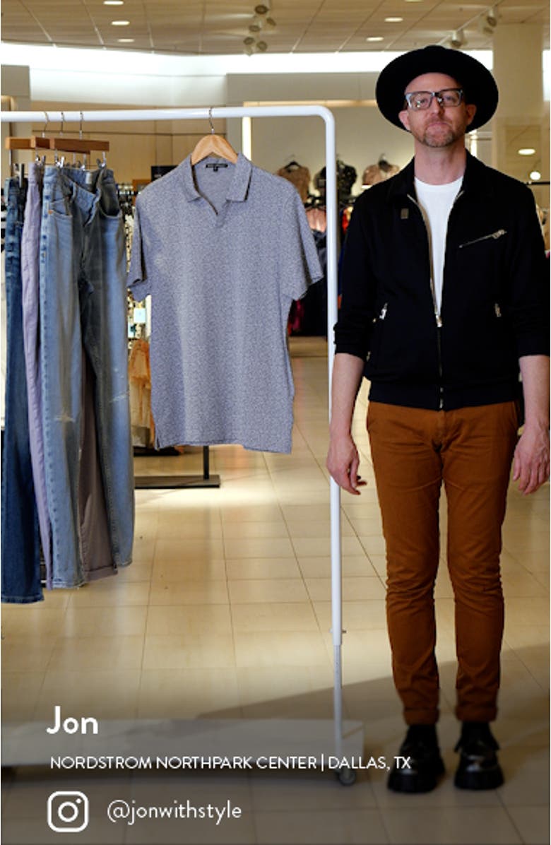 Foyer Floral Cotton Johnny Collar Polo, sales video thumbnail