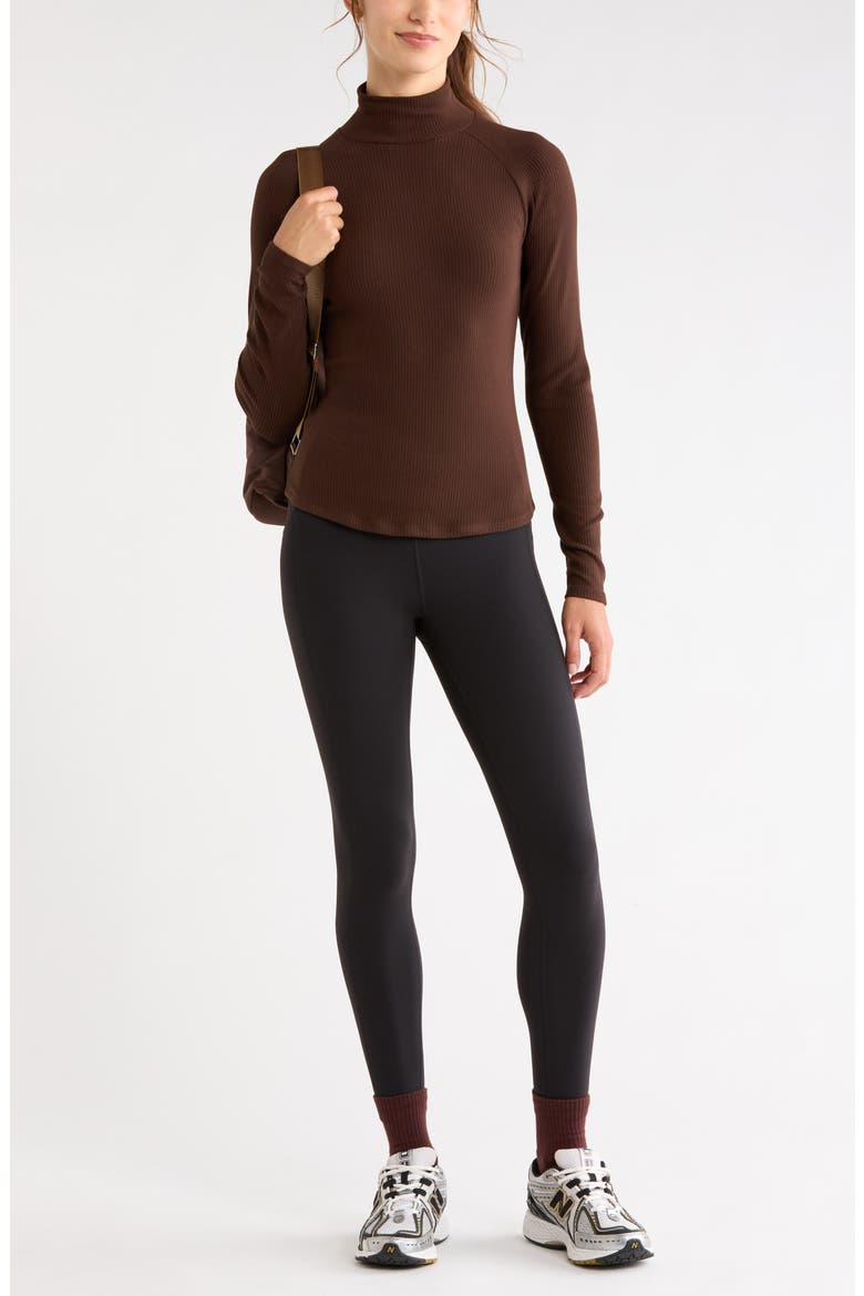 Ascend Rib Mockneck Top, Alternate, color, BROWN MOLE