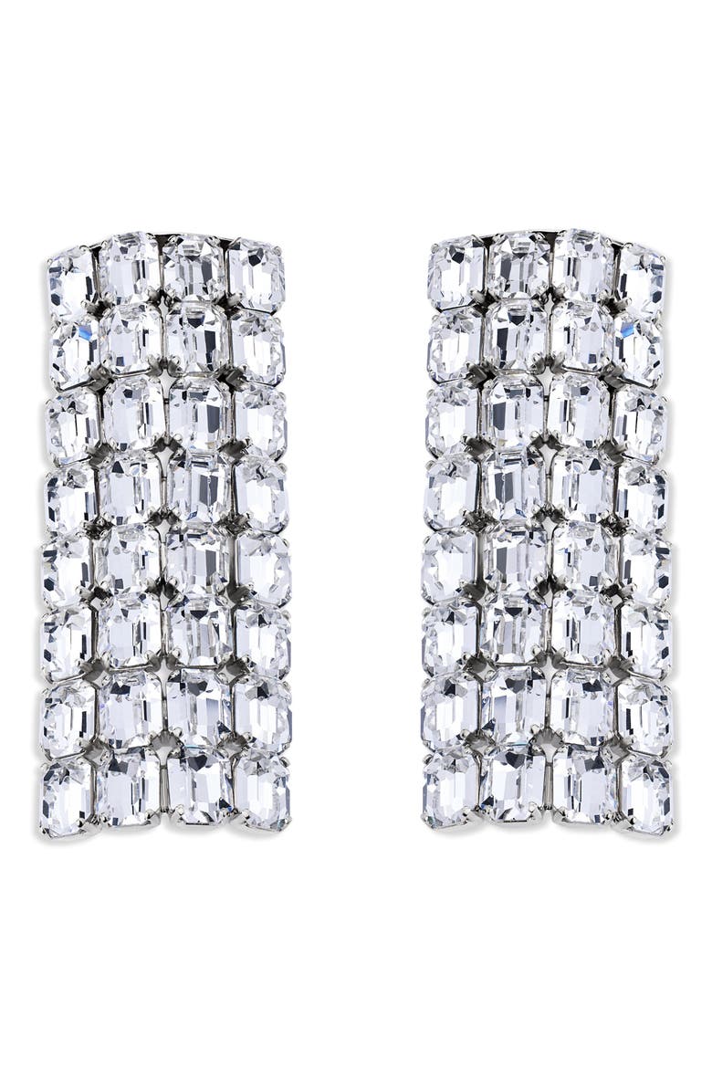 Long Crystal Pavé Earrings, Main, color, CLEAR CRYSTAL/ SILVER
