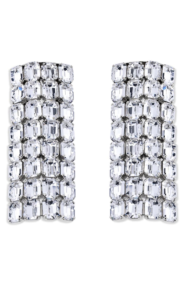 Area Long Crystal Pavé Earrings, Main, color, Clear Crystal/ Silver