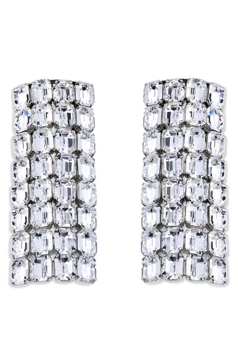 Long Crystal Pavé Earrings