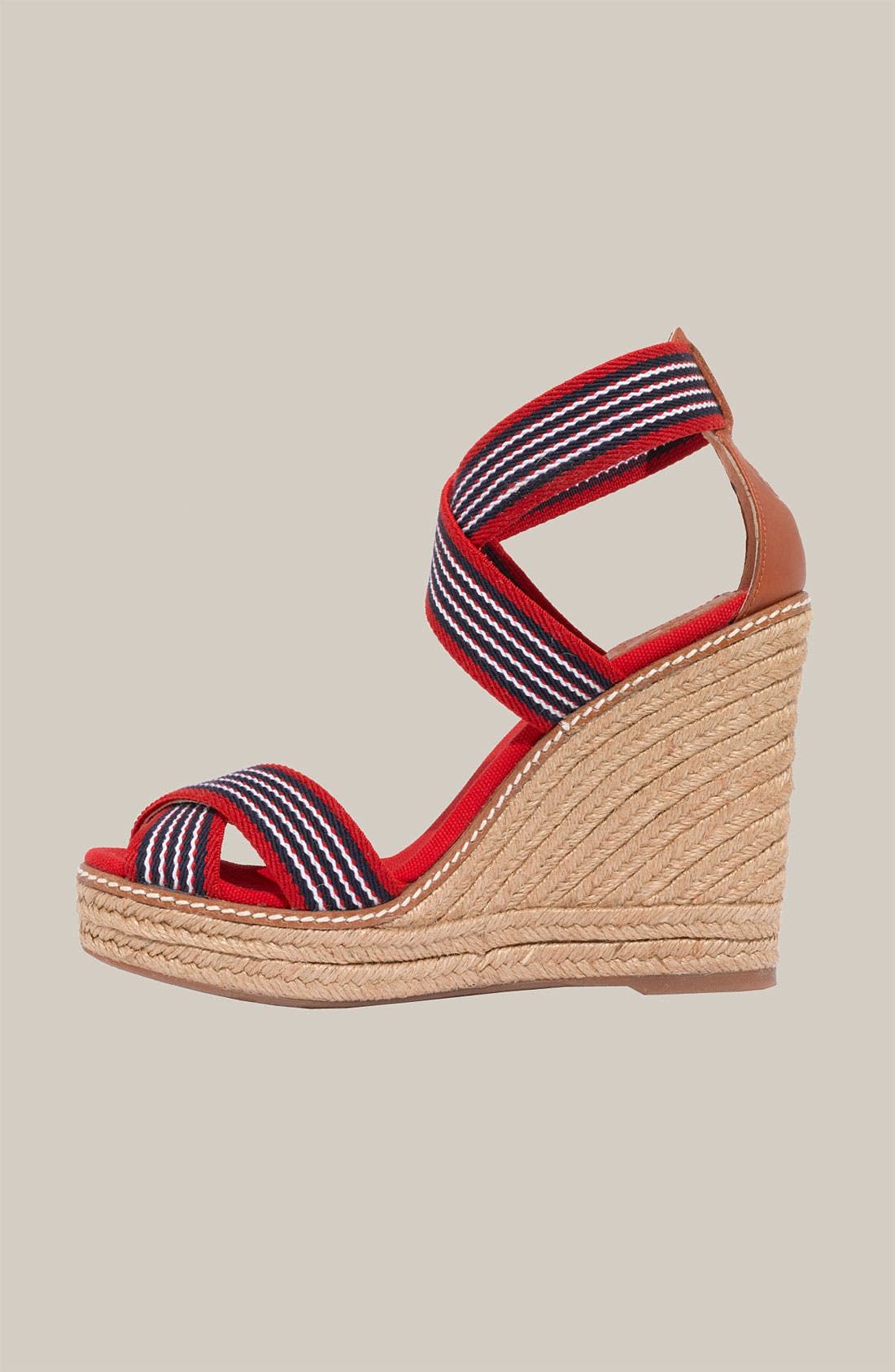 Tory Burch Stripe Elastic Strap Espadrille, Alternate, color, 