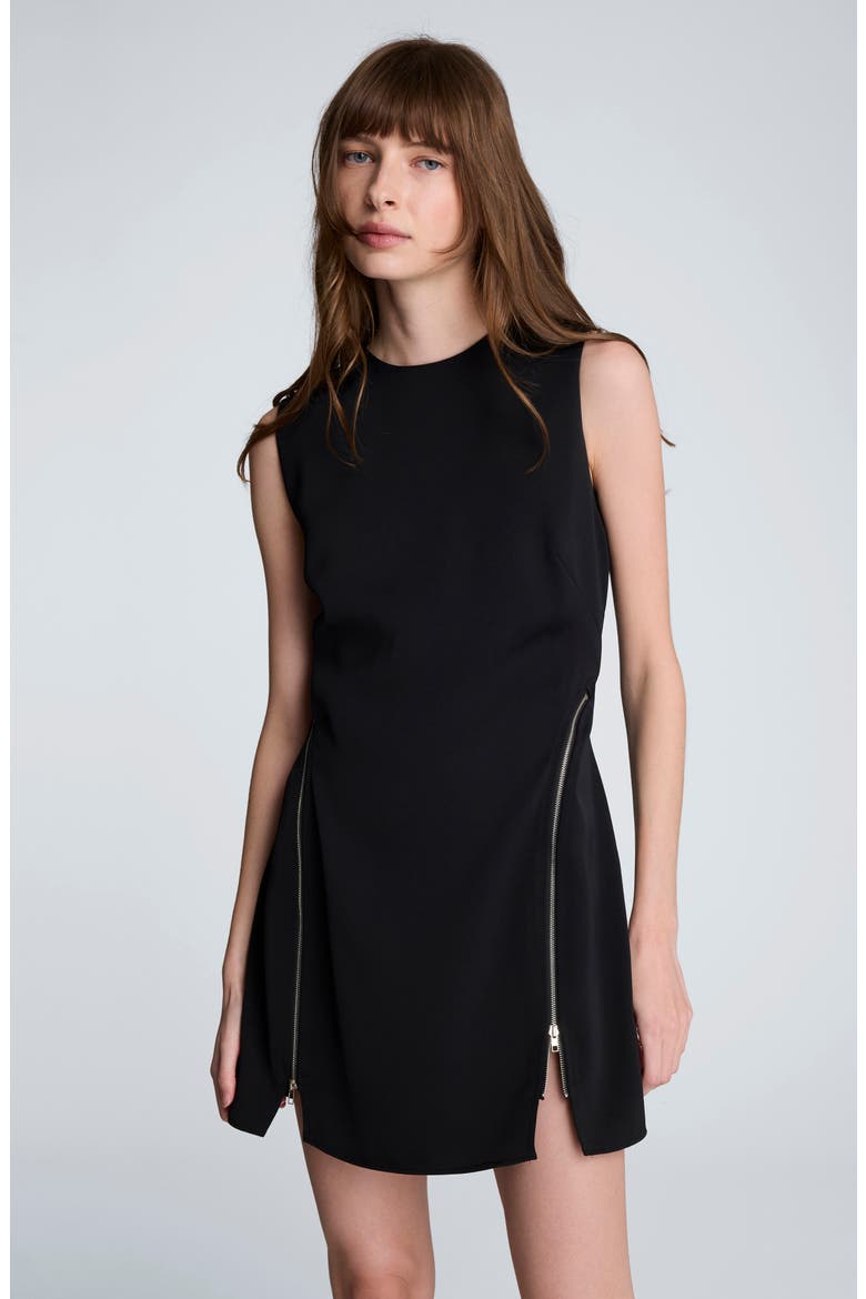 Zip Sheath Minidress, Alternate, color, BLACK