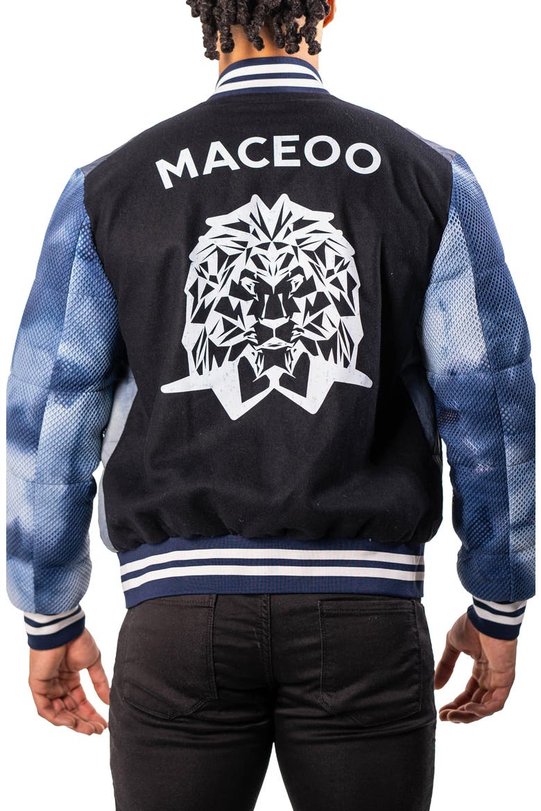 Ocean Sky Blue Quilted Bomber Jacket, Alternate, color, BLUE