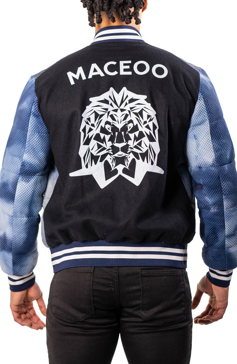 Maceoo Ocean Sky Blue Quilted Bomber Jacket, Alternate, color, Blue