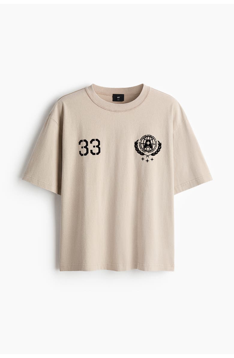H&M Printed Loose Fit T-shirt, Main, color, Beige/33