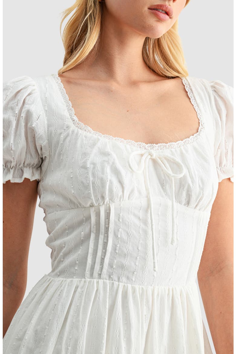Pintuck Cotton Dobby Midi Dress, Alternate, color, WHITE