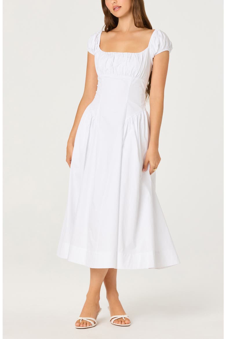Adilene Cap Sleeve Midi Dress, Main, color, WHITE