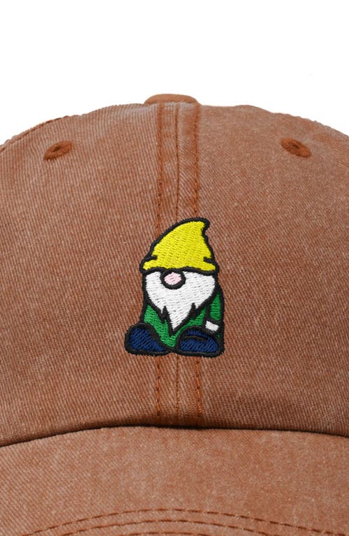 Dalix Gnome Embroidered Dad Hat In Washed Orange