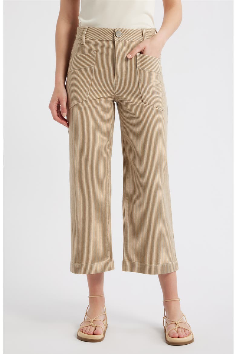 Stripe Patch Pocket Crop Wide Leg Pants, Main, color, BURLAP