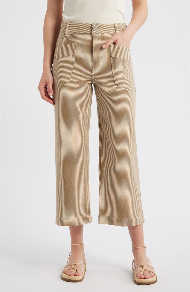CITY BLUES Stripe Patch Pocket Crop Wide Leg Pants, Main, color, Burlap