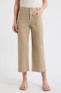 CITY BLUES Stripe Patch Pocket Crop Wide Leg Pants