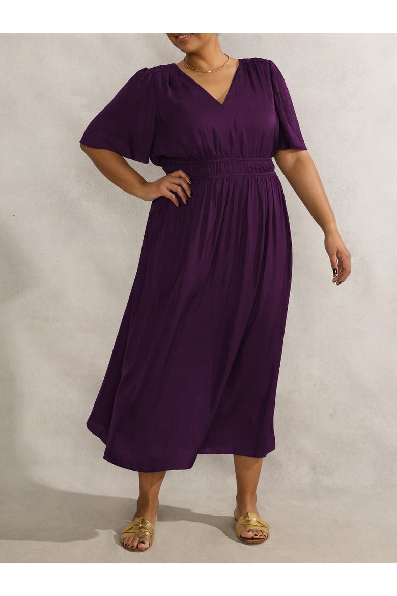 V-Neck Flutter Sleeve Dress, Alternate, color, Purple