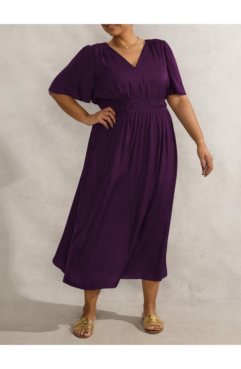 Live Unlimited V-Neck Flutter Sleeve Dress, Alternate, color, Purple