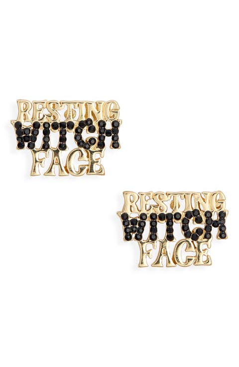 Resting Witch Face Stud Earrings
