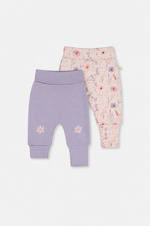 Two Pack Organic Cotton Flowers Evolutive Soft Comfortable Pants