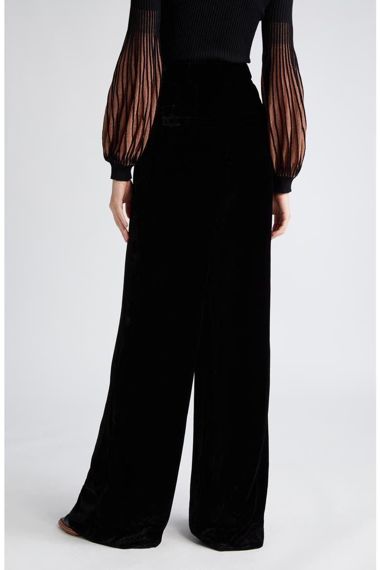 Veronica Wide Leg Velvet Pants, Alternate, color, NOIR