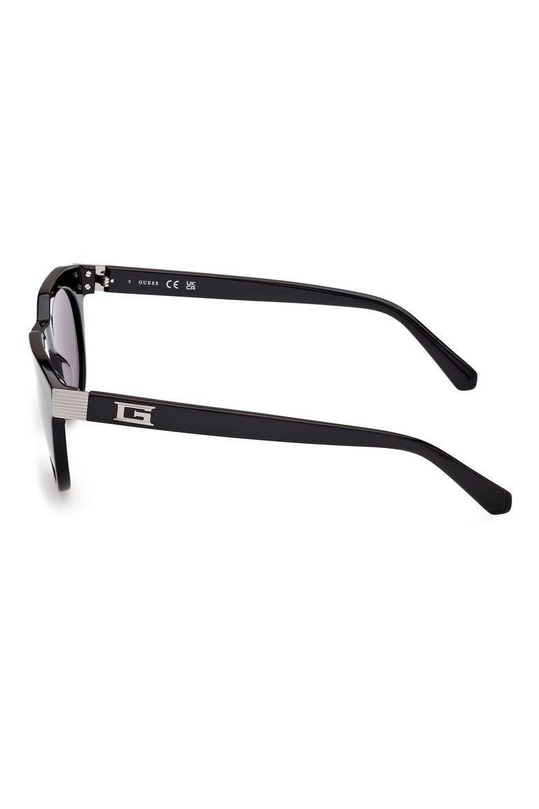 Round Sunglasses, Alternate, color, SHINY BLACK / SMOKE