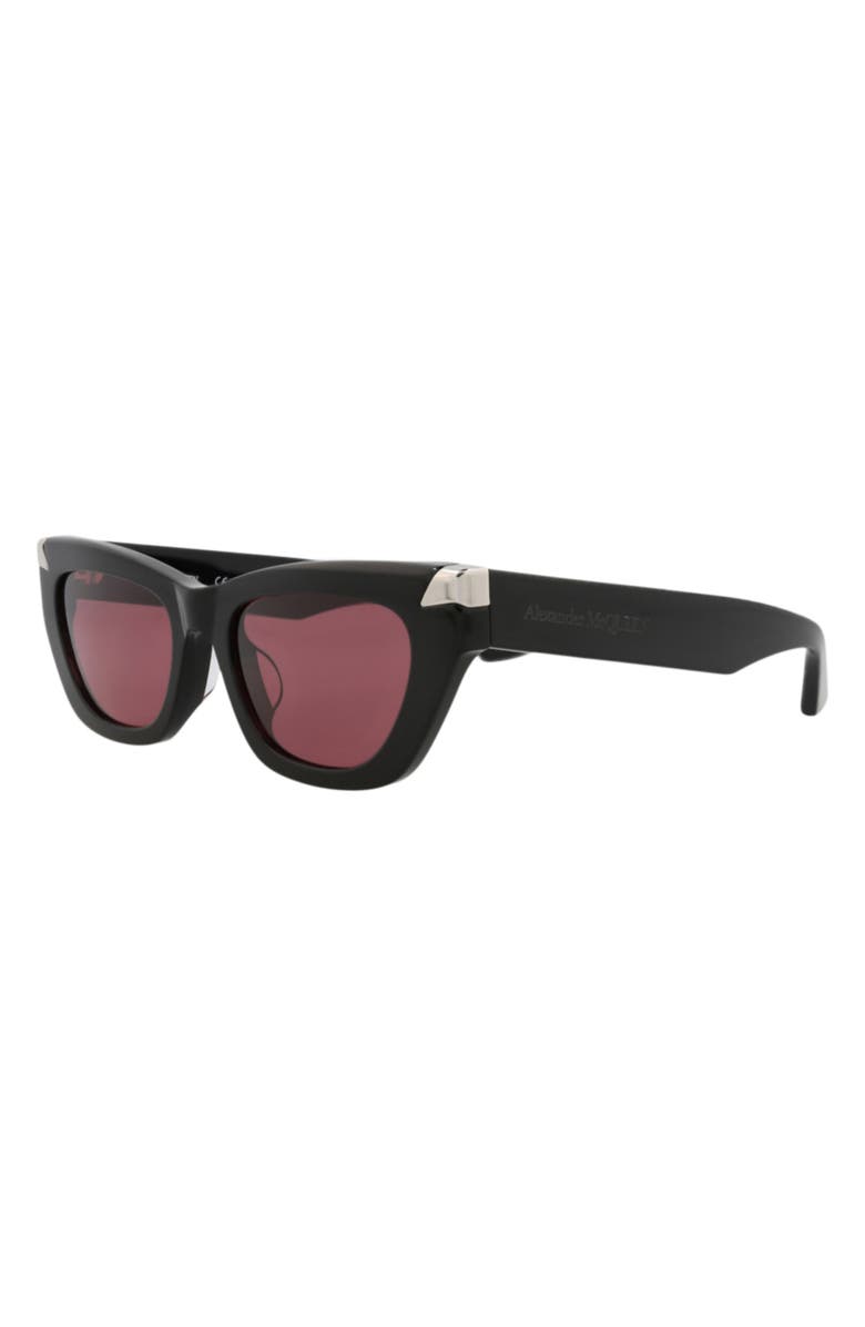 McQueen 53mm Cat Eye Sunglasses, Alternate, color, Black Black Violet