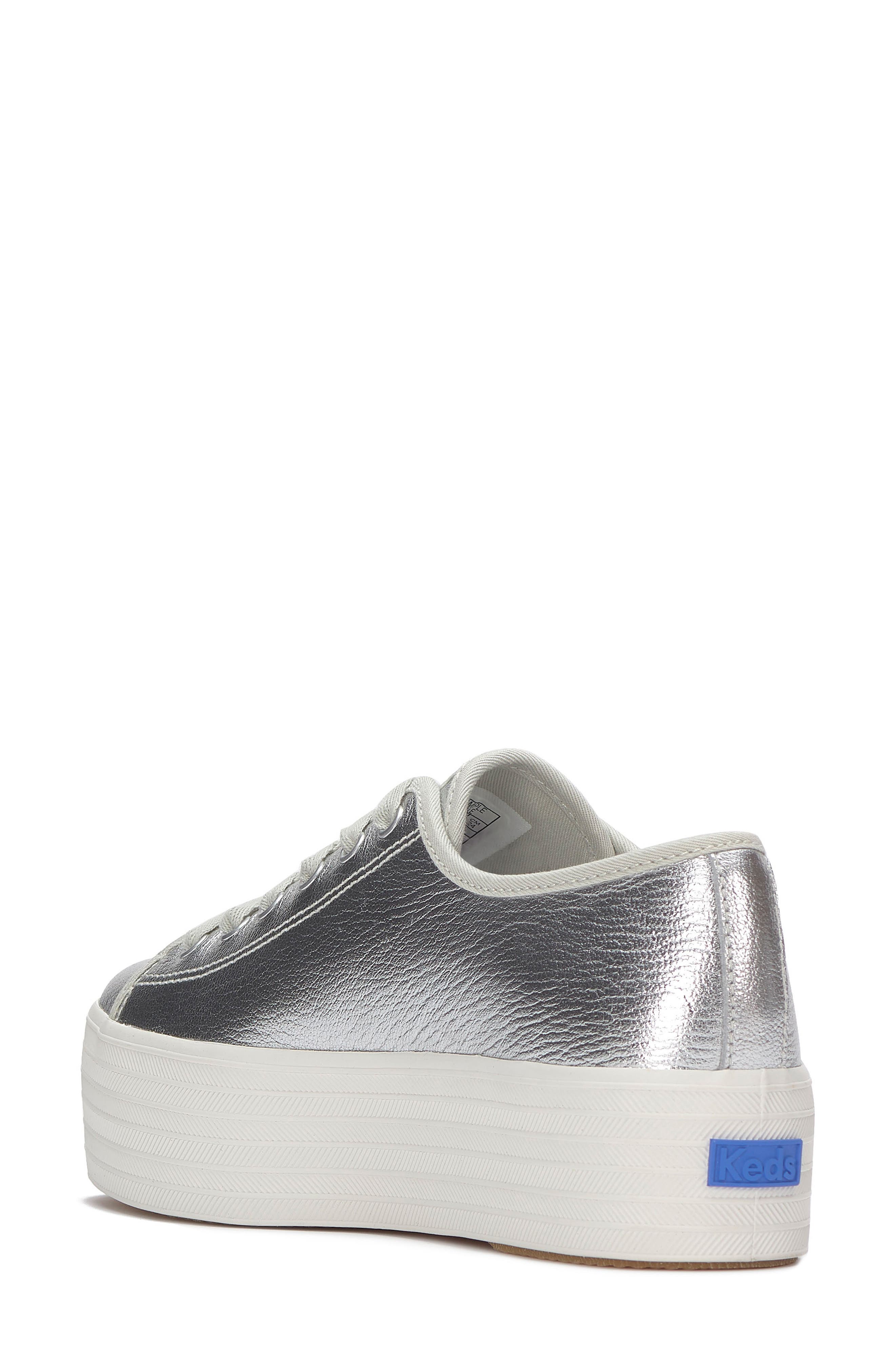 Trip Up Leather Platform Sneaker, Alternate, color, SILVER