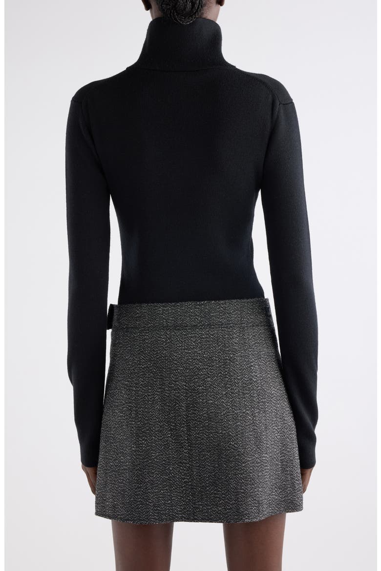 Merino Wool Mock Neck Half Zip Sweater, Alternate, color, BLACK